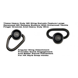 GG&G Heavy Duty Quick Detach Sling Swivel w/Enhanced Release Button And Angular Sling Attachment