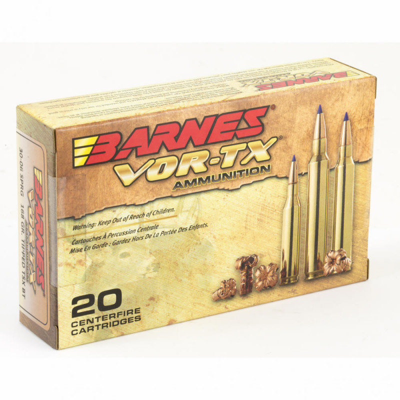 Barnes VOR-TX 30-06 168Gr Tipped Triple Shock X Boat Tail 20/200