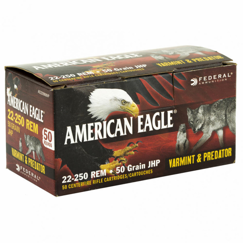 Fed American Eagle Varmint & Predator 22-250 50 Grain 50/250