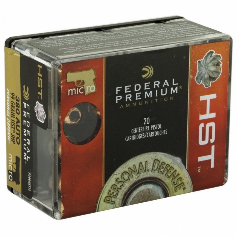 Fed Premium Hst 380ACP 99gr Jacketed Hollow Point 20/200