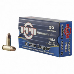 Ppu 9mm Full Metal Jacket 115 Grain 50/1000