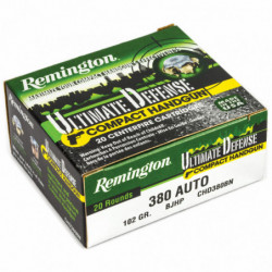 Remington Compact Defense 380ACP 102gr Brass Jacketed Hollow Point 20/500