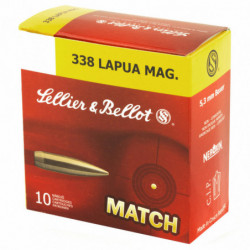 S&b 338lapua 250gr Sierra Boat Tail Hollow Point 10/bx