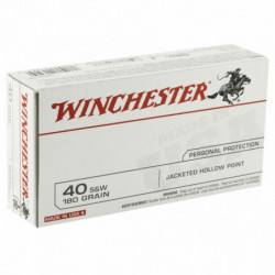 Winchester Ammunition USA 40S&W 180 Grain Jacketed Hollow Point 50/500