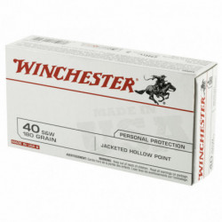 Winchester Ammunition USA 40S&W 180 Grain Jacketed Hollow Point 50/500