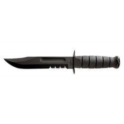 KABAR/Fighter/Fixed Blade Knife/7"/w/Sheath Black Serrated