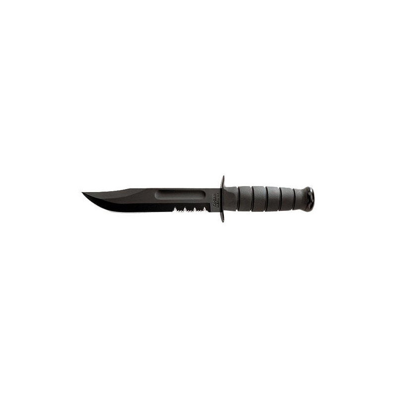 KABAR/Fighter/Fixed Blade Knife/7"/w/Sheath Black Serrated