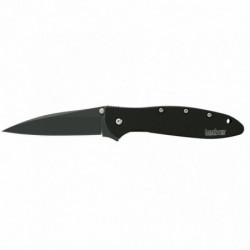 Kershaw Leek 3" Assisted Folding Knife Clip Point Plain Edge Black DLC Handle