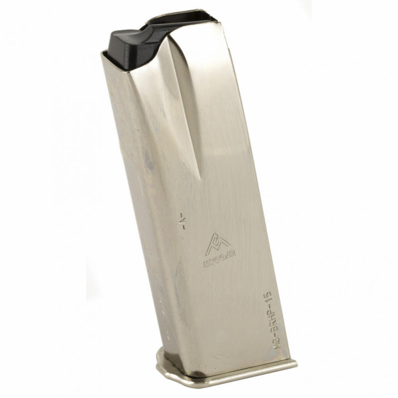 Mec-Gar Magazine Browning Hi-Power 9mm 15Rd Nickel