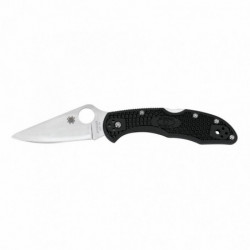 Spyderco Delica4 Black Flipper Folding Plain Edge