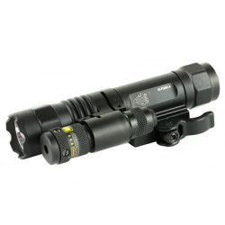 UTG LED Flashlight w/Adjustable Red Laser 400Lm wQD Mount