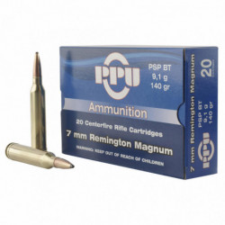 Ppu 7mmrem Magazine Pointed Soft Point 140 Grain 20/200