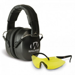 Walker's EXT Range Earmuff Black w/Glasses Yellow Lenses