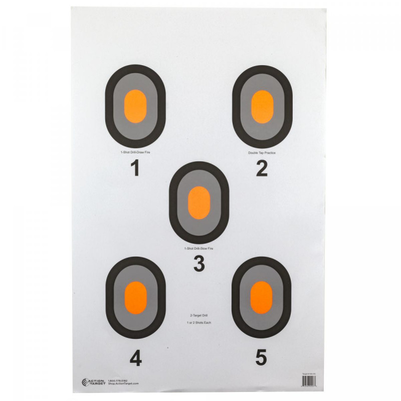 Action Targets w/Orange Center 5 Bullseye 100Pk