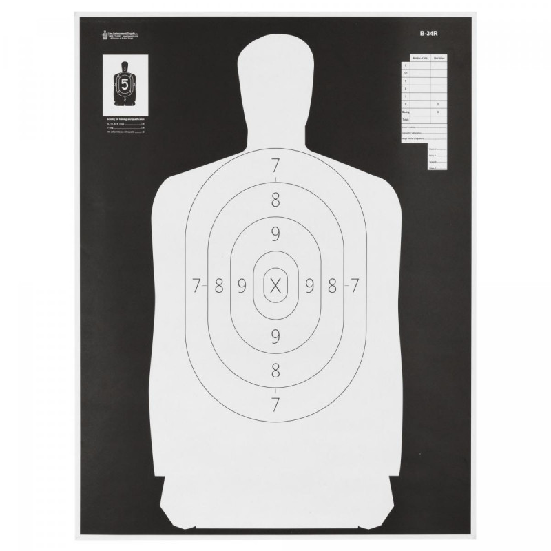 Action Targets B-34 Reverse Qualification Black/White 100Pk