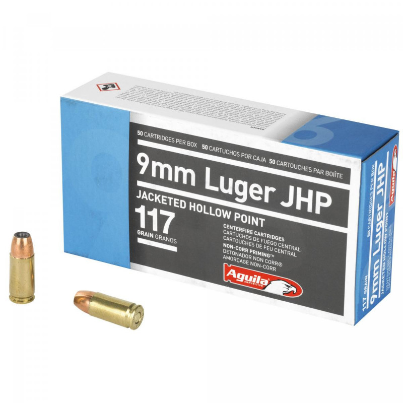 Aguila Ammunition Pistol 9x19 Luger 117Gr Jacketed Hollow Point 50/500