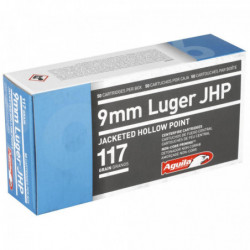 Aguila Ammunition Pistol 9x19 Luger 117Gr Jacketed Hollow Point 50/500