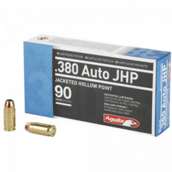 Aguila Ammunition Pistol 380ACP, 90Gr Jacketed HP 50/500
