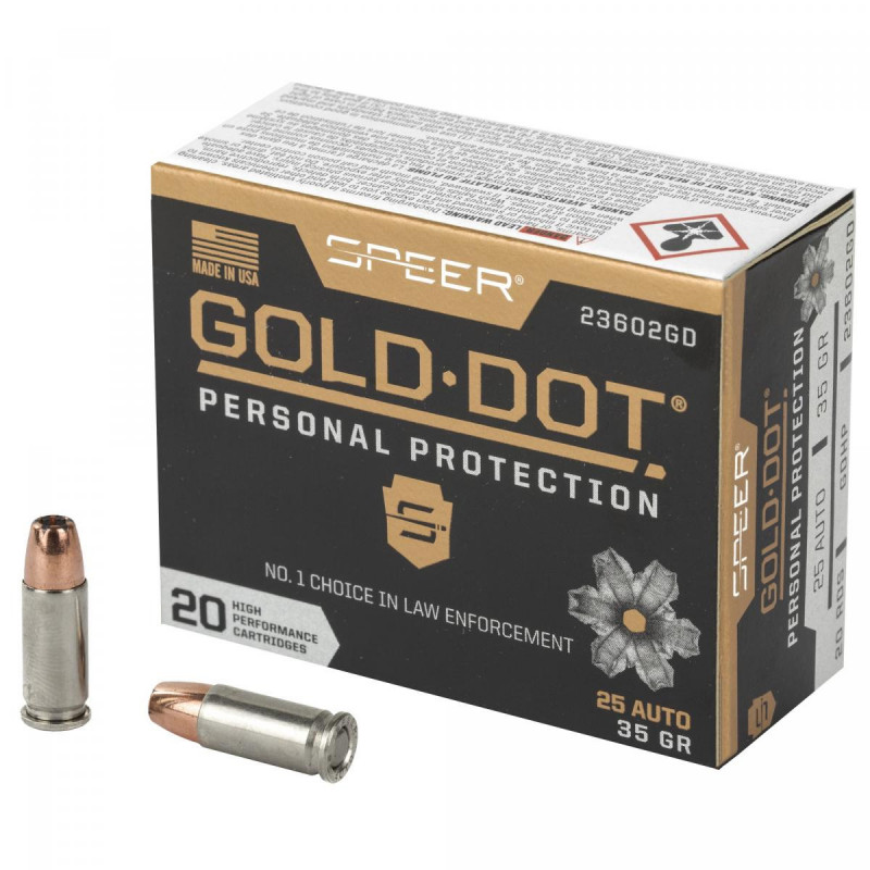 CCI/Speer Gold Dot 25ACP 35Gr Hollow Point 20/200