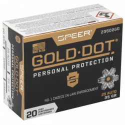 CCI/Speer Gold Dot 25ACP 35Gr Hollow Point 20/200