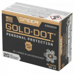 CCI/Speer Gold Dot 25ACP 35Gr Hollow Point 20/200