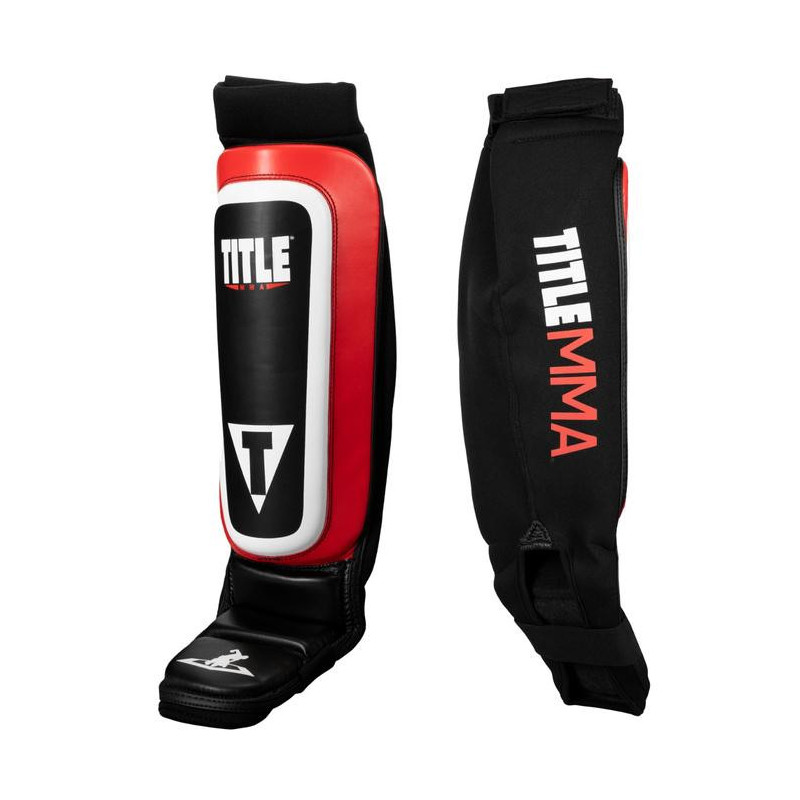 Title MMA Shin-N-Instep Pull-On Guards Black/Red