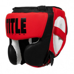 Title Select Leather Sparring Headgear Red/Black