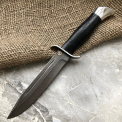 Baranov Bulat Knife T002-NR40 Stacked Leather. Aluminum pommel.