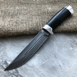 Baranov Bulat Knife R006 Stacked Leather. Aluminum pommel.