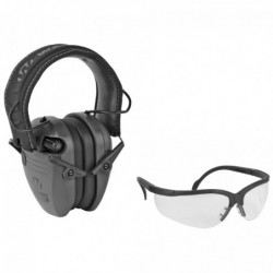 Walker's Razor Electronic Muffs Gray w/Glasses Clear Lens