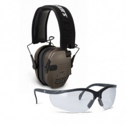 Walker's Razor Electronic Muffs FDE w/Glasses Clear Lens