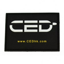 CED 2D PVC Velcro backed Patch White logo