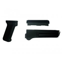 CSS AK47 Handguard Set with Pistol Grip - Black Polymer with Stainless Steel Heat Shield