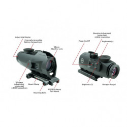 Crimson CTS-1100 3.5X Magnified Red Dot BDC Picatinny Mount