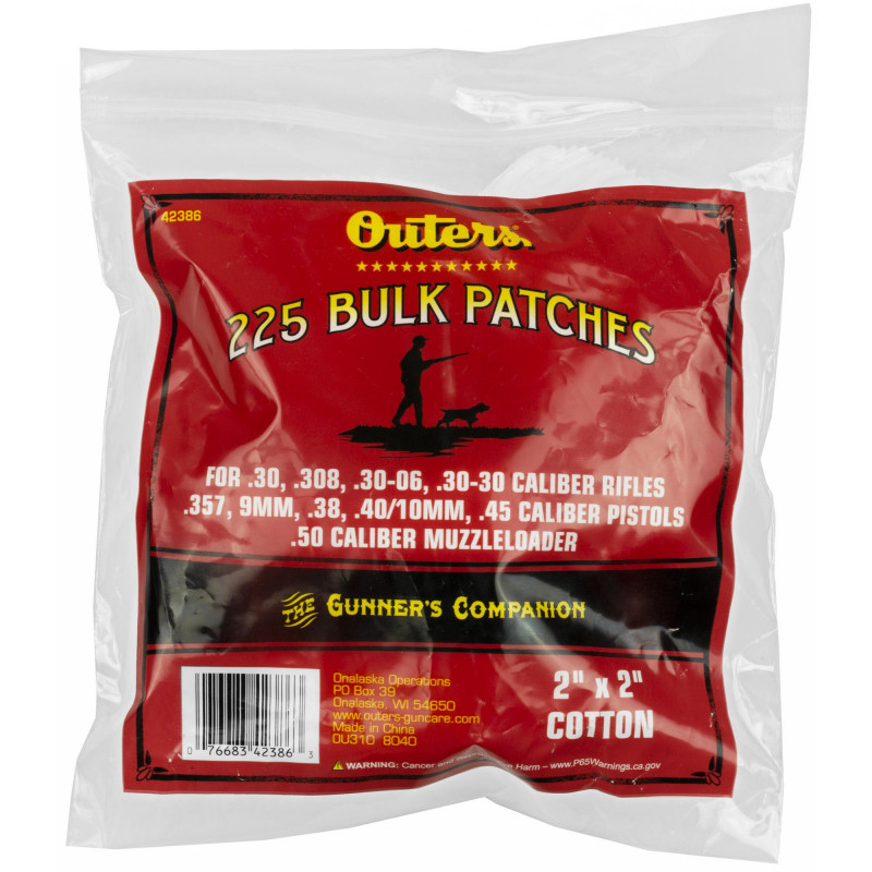 Outers Bulk Pack Cleaning Patches .30-.50Cal 225 Count