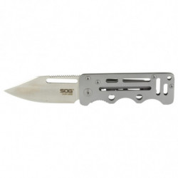 SOG Cash Card Folding Knife Satin Straight Edge 2.75" Silver Handle