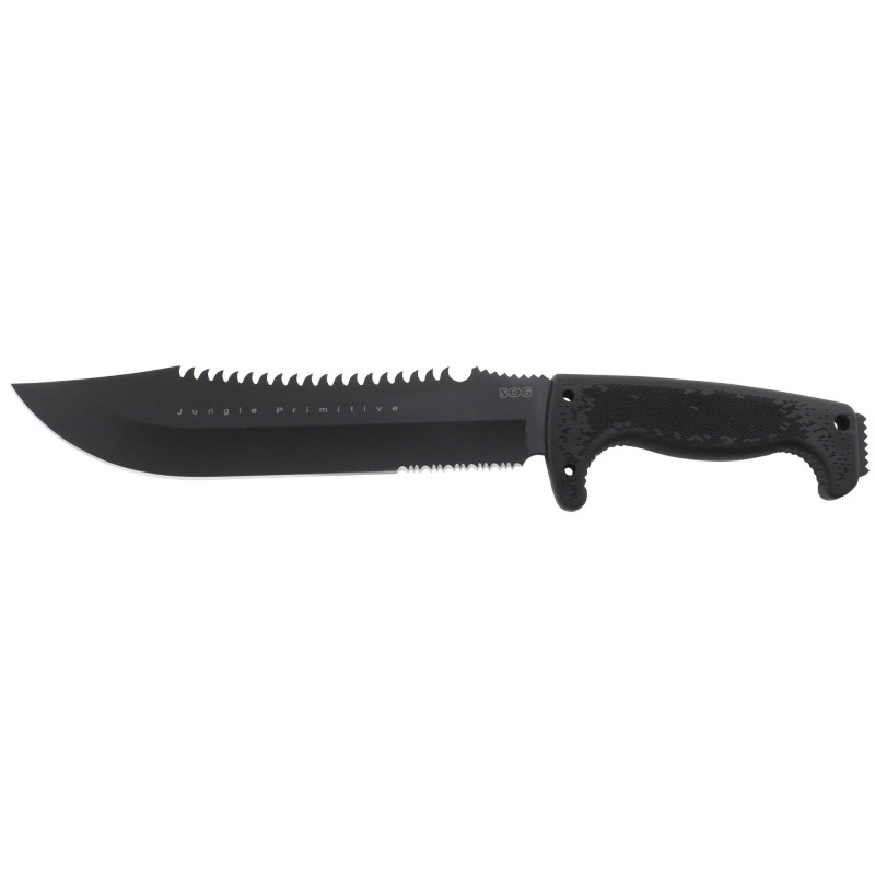 SOG Jungle Primitive Partially Serrated Black 9.5"