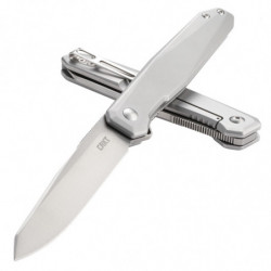 Columbia River Facet Silver 3.37" Plain Edge Stainless Steel Handle