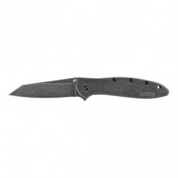 Kerhaw Random Leek 3" Blade Plain Edge BlackWash Black Handle