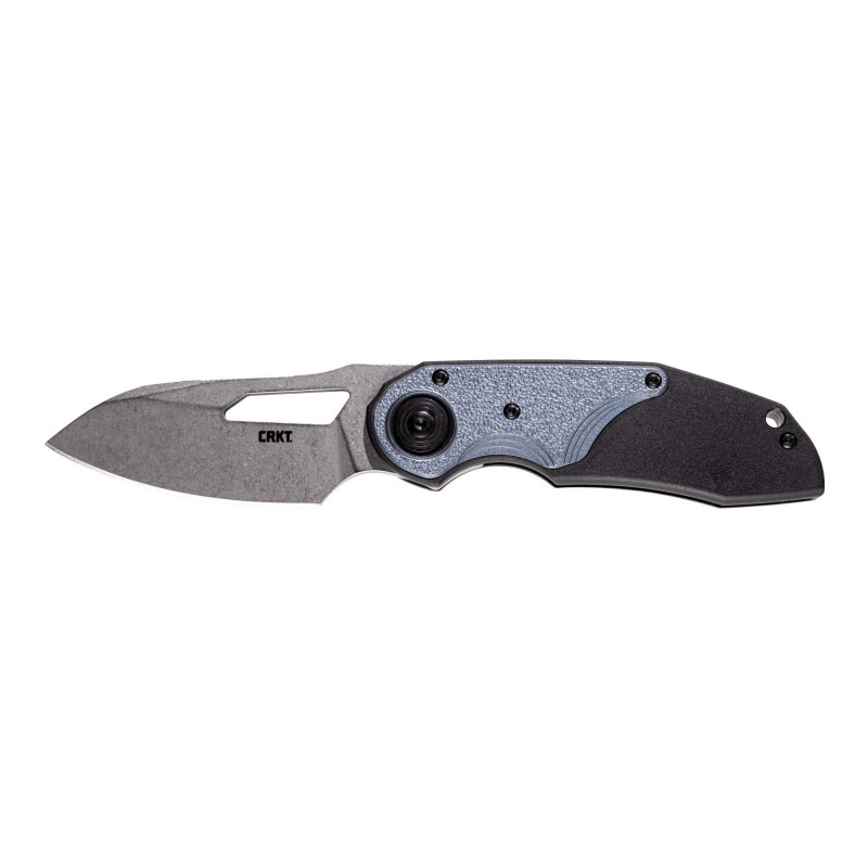 Columbia River Attaboy 2.73" Silver Blade Plain Edge Black/Blue Glass-Reinforced Nylon Handle