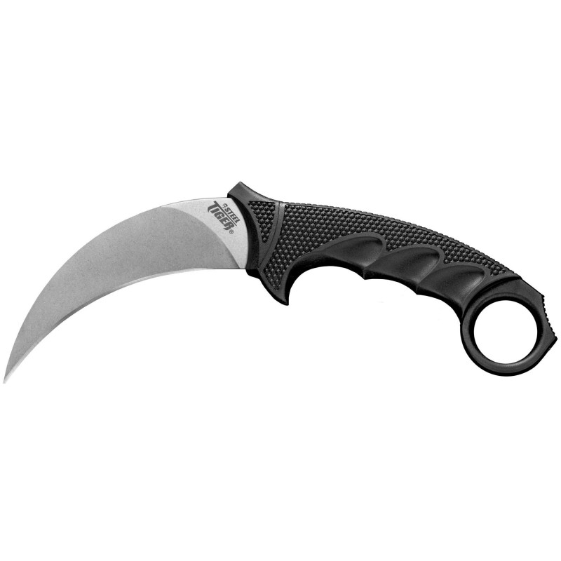 Cold Steel Steel Tiger Karambit 4.75" Silver Blade Plain Edge Black Hande