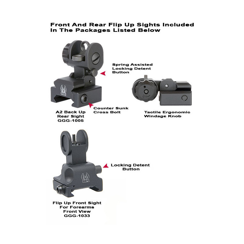 GG&G AR Front And Rear Sight Package Manually Deployed