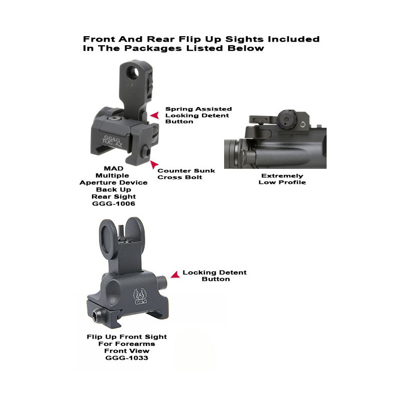 GG&G AR MAD Front And Rear Sight Package