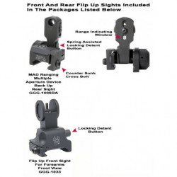 GG&G AR MAD With Ranging Aperture (Multiple Aperture Device) Front And Rear Sight Package