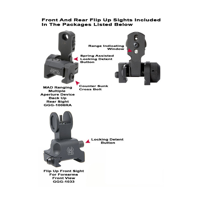 GG&G AR MAD With Ranging Aperture (Multiple Aperture Device) Front And Rear Sight Package