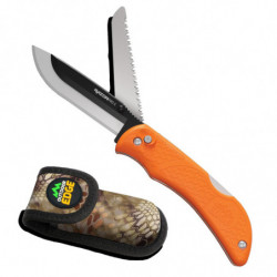 Outdoor Edge Razorpro S Folding Knife 3.5" Plain Edge Blade 3.4" Saw Blade Orange