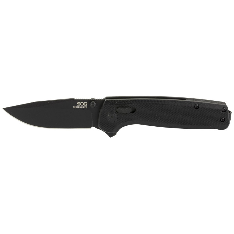 SOG Terminus XR Folding Knife Clip Point Straight Edge Blade 2.95" Black G10 Handle