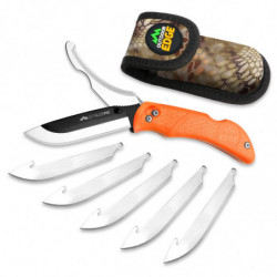 Outdoor Edge Razor Pro Folding Knife 3.5" Plain Edge 6 Blades Orange Handle