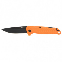 SOG Tellus ATK Folding Knife Clip Point Straight Edge Blade 3.5" Orange Handle