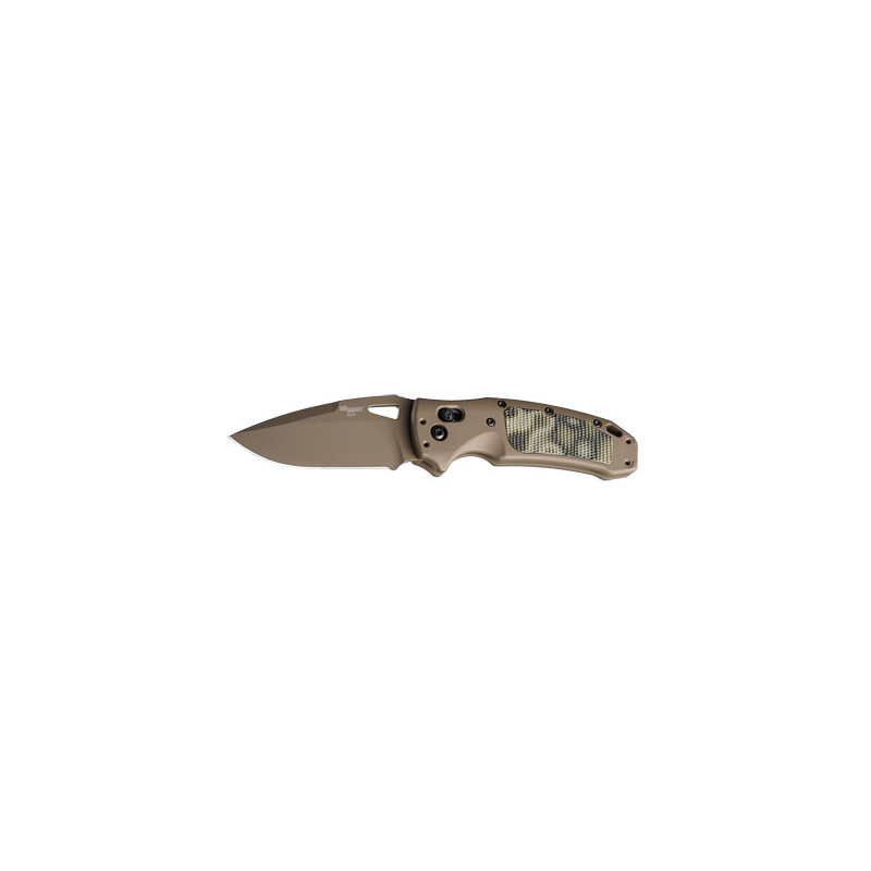 Hogue K320 AXG Firearm Match Folding Knife FDE Plain Drop Point Edge 3.5" Blade FDE Handle